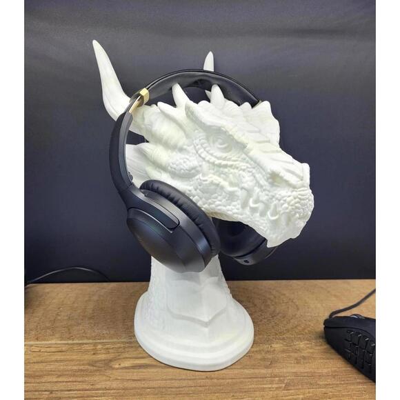 Dragon Headphone StandSkyrim Headset Display l Fantasy DnD Skull Headset Bust